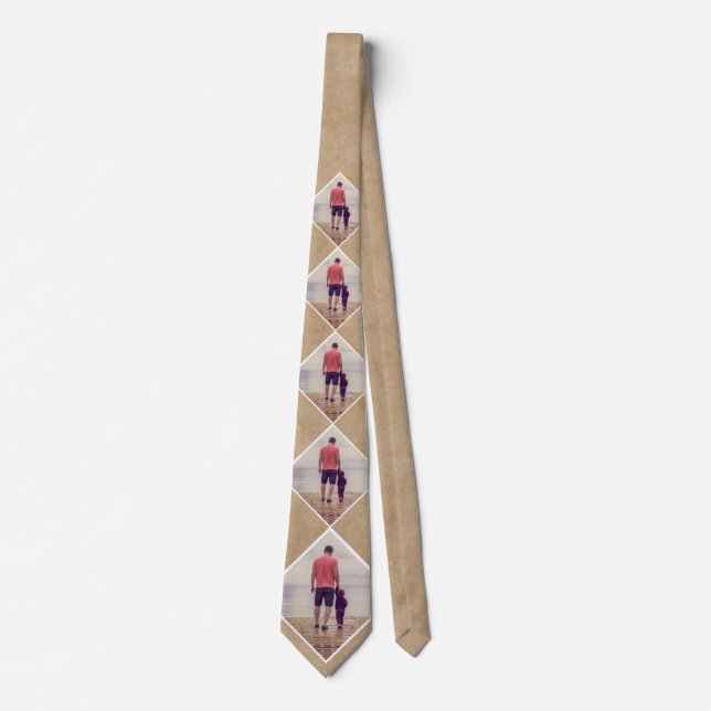 Rustic Beige Custom Photo Pattern Neck Tie (Front)