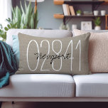 Rustic Beige Custom Town and Zip Code Lumbar Pillow