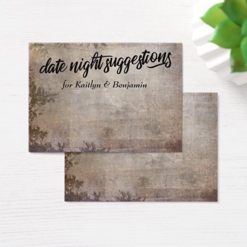 Rustic Beige Date Night Suggestions Newlywed Cards