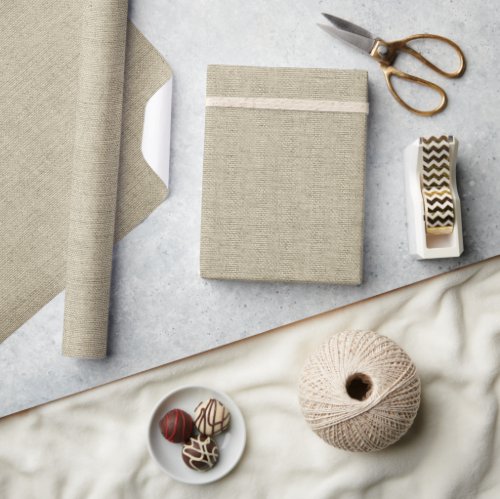 Rustic Beige Faux Burlap Texture Wrapping Paper 