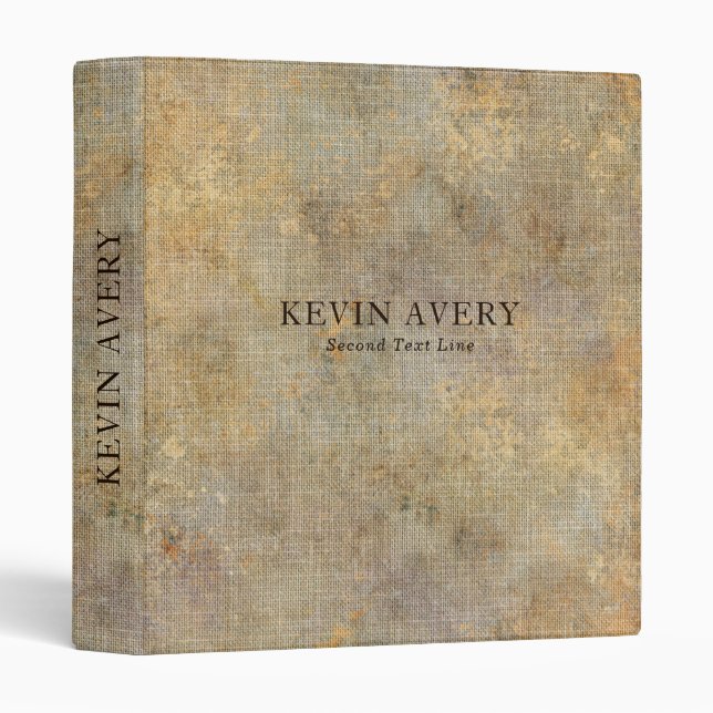 Rustic Beige Gold Linen Texture Office 3 Ring Binder (Front/Spine)