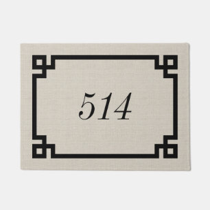 Rustic Beige Greek Key Personalized Address Number Doormat