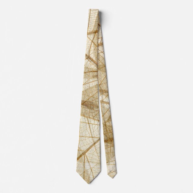 Rustic Beige Lace Leaves Neck Tie (Front)