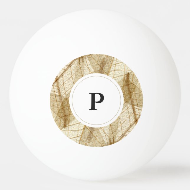 Rustic Beige Lace Leaves Ping-Pong Ball (Front)