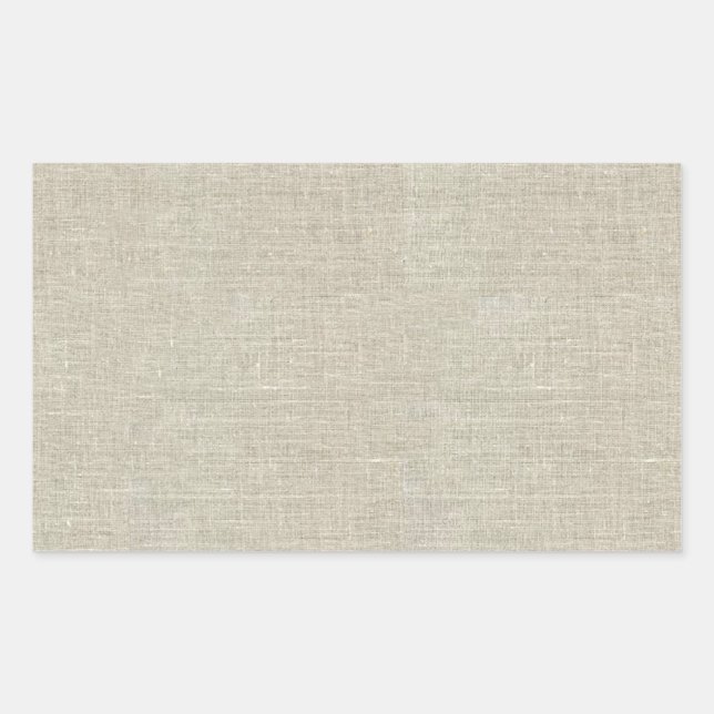 Rustic Beige Linen Printed Rectangular Sticker (Front)