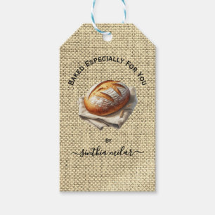 Rustic beige linen Sourdough bread  Gift Tags