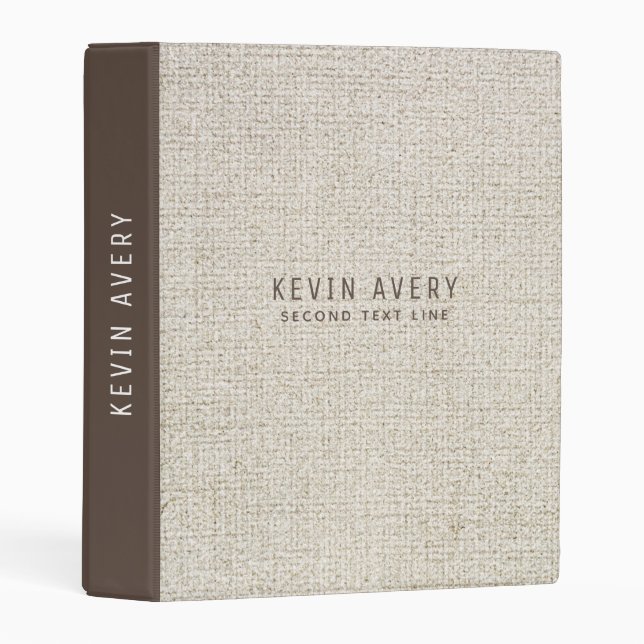 Rustic Beige  Linen Texture Print Mini Binder (Front/Spine)