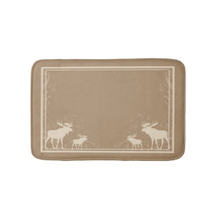 Rustic beige moose swirl memory foam bath mat