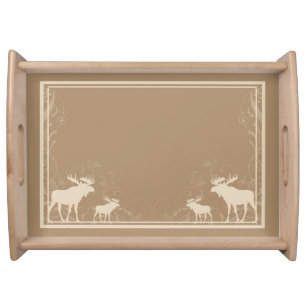 Rustic beige moose swirl serving tray