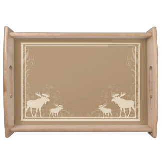 Rustic beige moose swirl serving tray