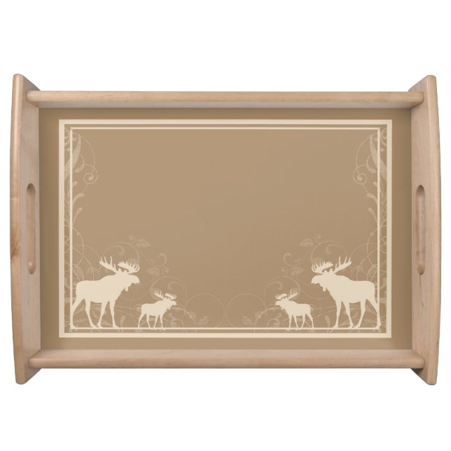 Rustic beige moose swirl serving tray (Front)