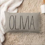Rustic Beige Name Monogram Lumbar Pillow<br><div class="desc">Cute and simple rustic throw pillow design personalized with your own custom name or monogram. Please note that the background is a printed faux burlap texture, the pillow cover is not made of burlap canvas material. Click the Customize It button to add your own text for a unique personalized design....</div>