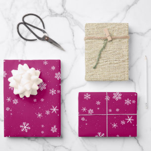 Rustic Beige Purple Snowflakes Christmas Holidays Wrapping Paper Sheets