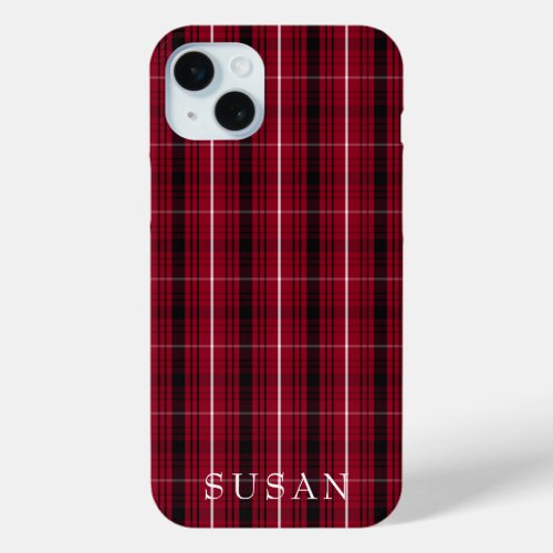 Rustic Beige Red Buffalo Check Monogram Case_Mate  iPhone 15 Plus Case