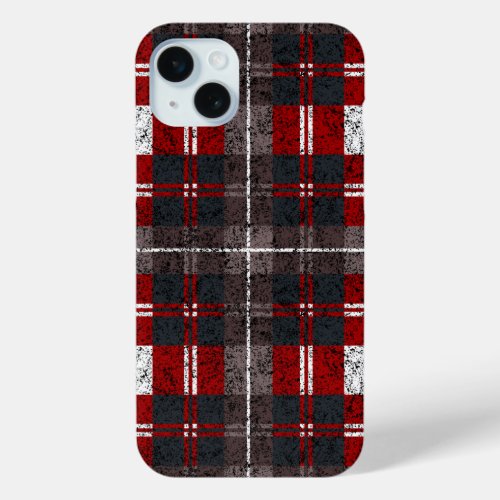 Rustic Beige Red Buffalo Check Monogram Case_Mate  iPhone 15 Plus Case