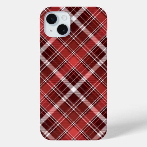 Rustic Beige Red Buffalo Check Monogram Case_Mate  iPhone 15 Plus Case