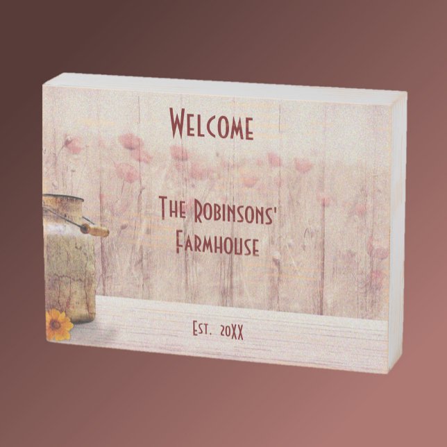 Rustic Beige Toned Floral Scene Wooden Box Sign (Creator Uploaded)