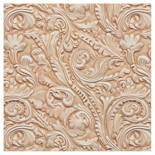 Rustic beige tooled leather fabric