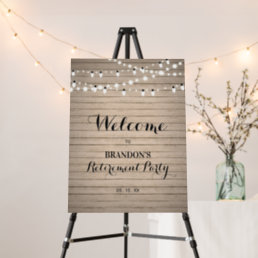 Rustic Beige Wood Retirement Party Welcome Sign