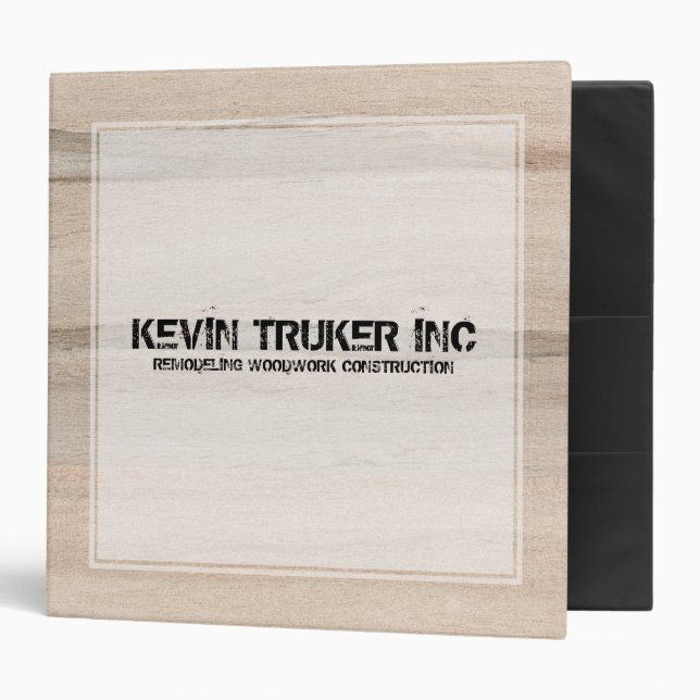 Rustic Beige Wood Texture White Frame 3 Ring Binder (Front/Inside)