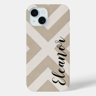 Rustic Beige X Chevron Monogram iPhone 15 Case