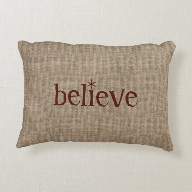 Rustic Believe Accent Pillow (Back)
