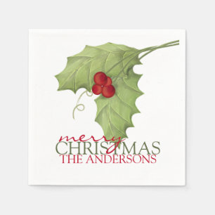 Rustic Berries Botanical Greenery Custom Family Napkins