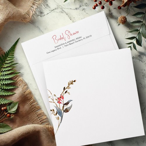 Rustic Berries  Botanicals Return Address Square Envelope