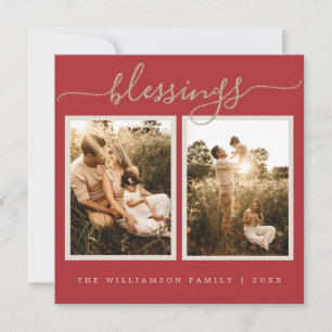 Rustic Berries Sprig Christmas Photo Holiday Card