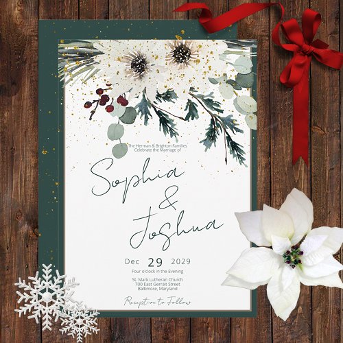 Rustic Berries Winter Floral Wedding Invitation