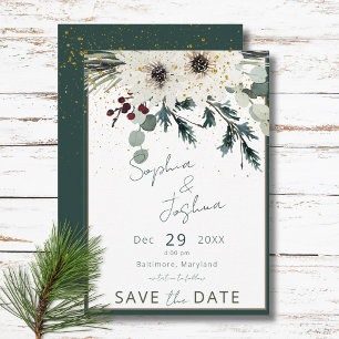 Rustic Berries Winter Floral Wedding Save The Date