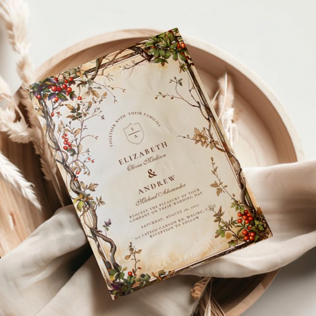 Rustic Berry Branch Wedding Invitation (Creator Uploaded)