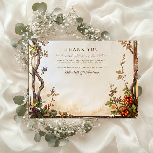Rustic Berry Branch Wedding Thank You Card