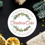 Rustic Berry Wreath Holiday Baking Gift Classic Round Sticker<br><div class="desc">Custom-designed gift stickers for the holiday season featuring Christmas berry wreath design with personalize text.</div>
