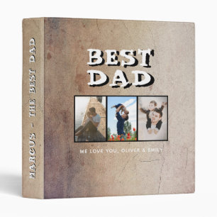 Rustic Best Dad 3 Picture Father's Day Photo Album Ring Binder