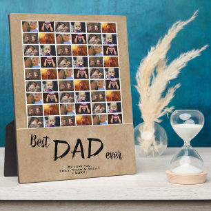 Rustic Best Dad 6 Photo Collage Family Photo Plaque