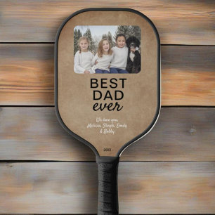 Rustic Best Dad Ever Children Photo Keepsake Pickleball Paddle