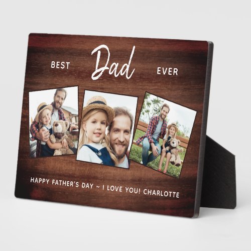 Rustic Best DAD Ever Custom 3 Photo Father's Day Plaque - Surprise dad this fathers day with a personalized 3 photo plaque.  
"Best DADDy Ever" Personalize this dad plaque with favorite photos, message and name.. Visit our collection for the best dad father's day gifts and personalized dad gifts. COPYRIGHT © 2020 Judy Burrows, Black Dog Art - All Rights Reserved. Rustic Best DAD Ever Custom 3 Photo Father's Day plaque