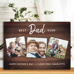 Rustic Best DAD Ever Custom 3 Photo Father&#39;s Day Plaque