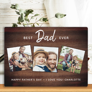 Rustic Best DAD Ever Custom 3 Photo Father's Day Plaque