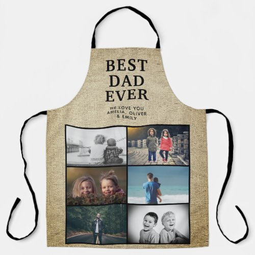 Rustic Best Dad Ever Custom 6 Photo Collage Apron