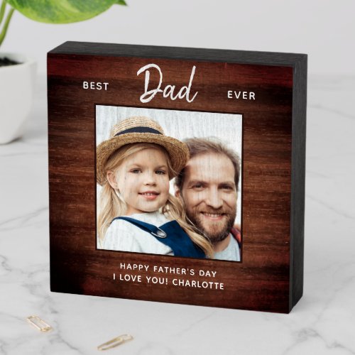 Rustic Best DAD Ever Custom Photo Father's Day Wooden Box Sign - Surprise dad this fathers day with a personalized photo plaque.  
"Best DAD Ever" Personalize this dad plaque with favorite photo, message and name.. Visit our collection for the best dad father's day gifts and personalized dad gifts.   COPYRIGHT © 2020 Judy Burrows, Black Dog Art - All Rights Reserved. Rustic Best DAD Ever Custom Photo Father's Day Wooden Box Sign 