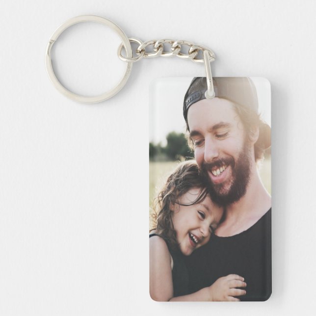 Rustic Best Dad Ever Custom Photo Keychain (Front)