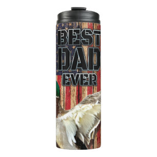 Rustic "Best Dad Ever" Design with American Flag Thermal Tumbler