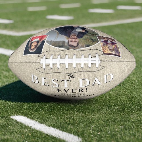 Rustic Best Dad Ever Father 3 Photo Collage Football