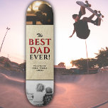 Rustic Best Dad Ever Father`s Day 2 Photo Collage Skateboard<br><div class="desc">Rustic Best Dad Ever Father`s Day 2 Photo Collage skateboard with names. Trendy red and black typography is on a beige rustic background. Add 2 favorite photos and your names in the sweet message. This modern custom and personalized skateboard is a perfect gift for a dad or a new dad...</div>