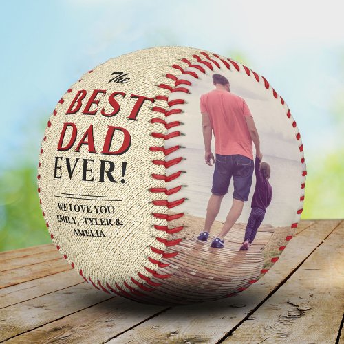 Rustic Best Dad Ever Fathers Day 2 Photo Collage Softball