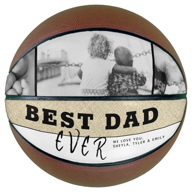 Rustic Best Dad Ever Father`s Day 3 Photo Basketball (Front)