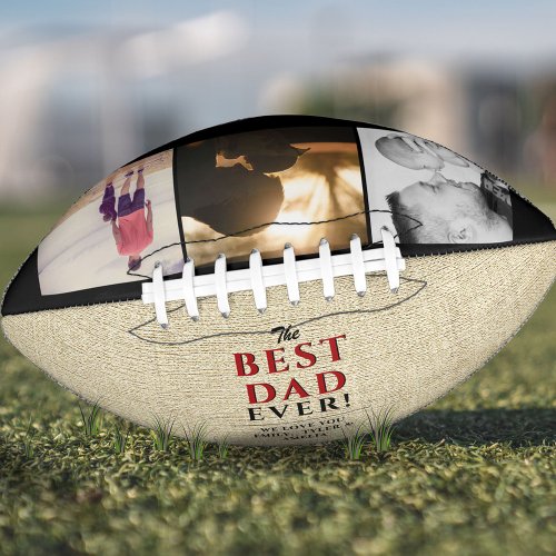 Rustic Best Dad Ever Fathers Day 3 Photo Collage Football