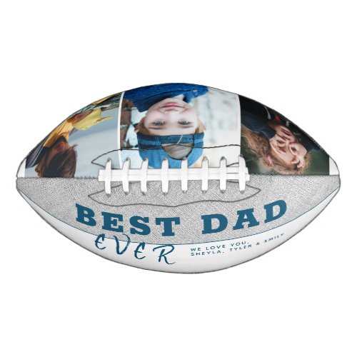 Rustic Best Dad Ever Fathers Day 3 Photo Collage  Football